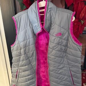 The North Face Women's Vest in Gray with Pink Accents
